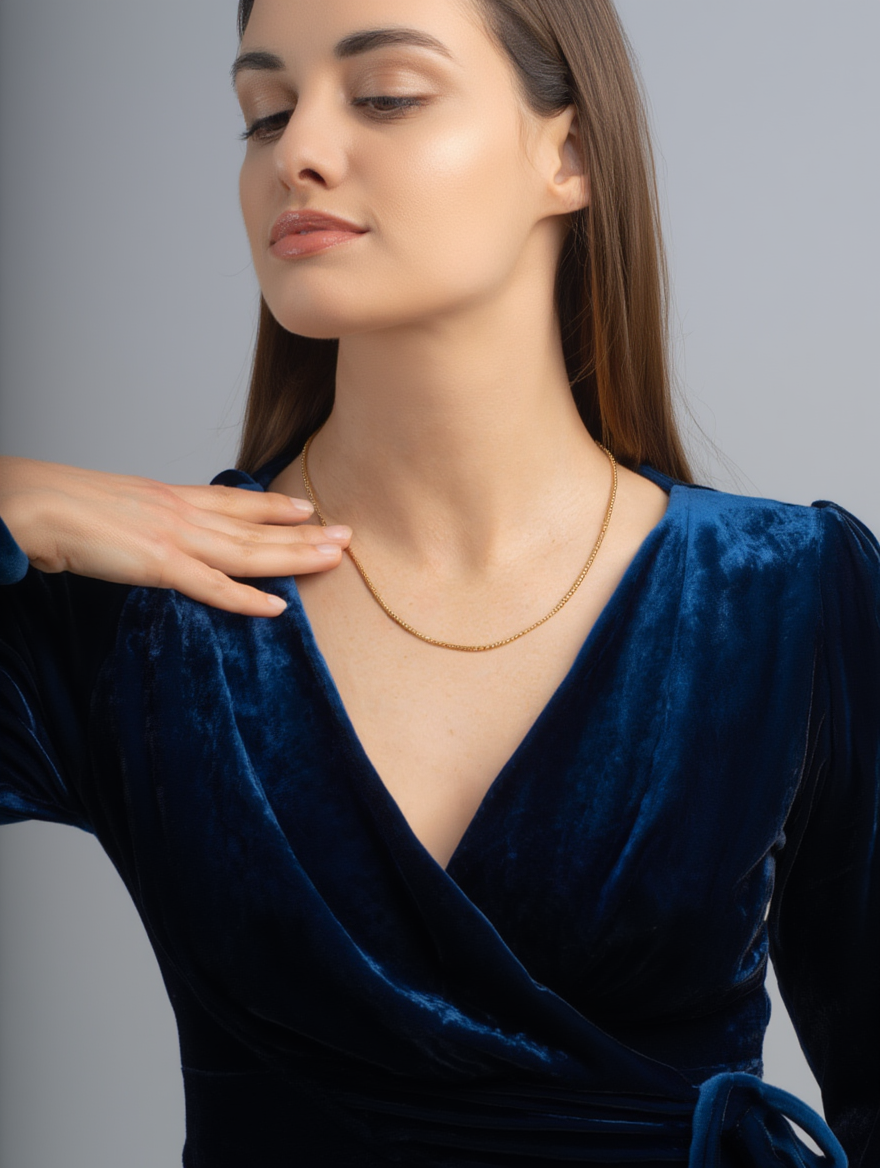قلادة سلسلة الصندوق المستدير